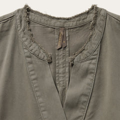 Olive Twill Peasant Blouse Green | Stetson