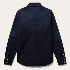 Embroidered Dark Denim Snap Front Shirt Blue | Stetson