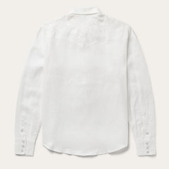 Floral Embroidered White Linen Shirt White | Stetson