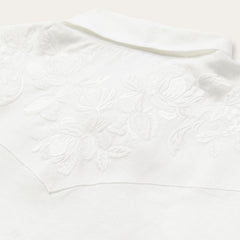 Floral Embroidered White Linen Shirt White | Stetson