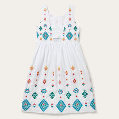 Bright Schiffli Embroidered White Cotton Lawn Dress White | Stetson