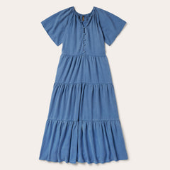 Denim Long Three Tiered Dress Blue | Stetson