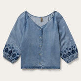 Denim Snap Front Blouse Blue | Stetson