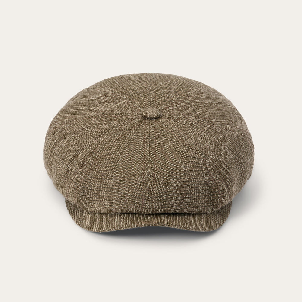 Glen Check Linen/Silk Hatteras Cap Olive Check | Stetson