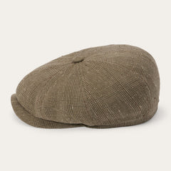 Glen Check Linen/Silk Hatteras Cap Olive Check | Stetson