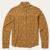 Mojave Longhorn Print Snap Western Shirt Brown | Stetson