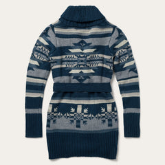 Indigo Aztec Belted Cardigan Blue | Stetson