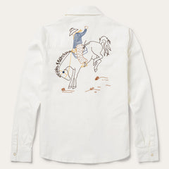 Western Embroidered Denim Shirt White | Stetson