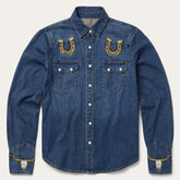 Embroidered Dark Denim Western Shirt Blue | Stetson