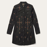 Embroidered Black Denim Shirt Dress Black | Stetson
