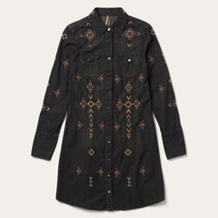Embroidered Black Denim Shirt Dress Black | Stetson