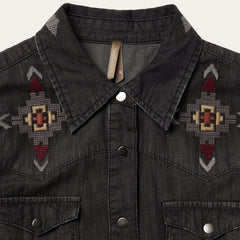Embroidered Black Denim Shirt Dress Black | Stetson