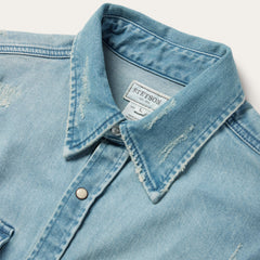 Distressed Denim Western Shirt Blue | Stetson
