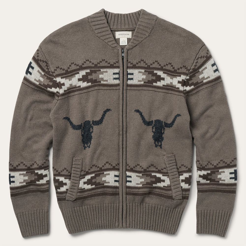 Longhorn Cardigan Brown | Stetson