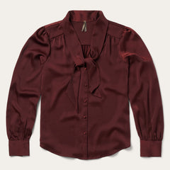Wine Satin Blouse Red | Stetson
