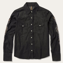 Embroidered Black Denim Shirt Black | Stetson