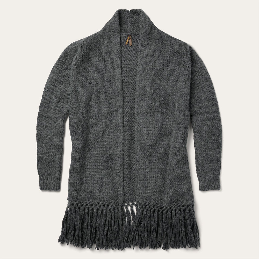 Charcoal Fringed Cardigan Grey | Stetson