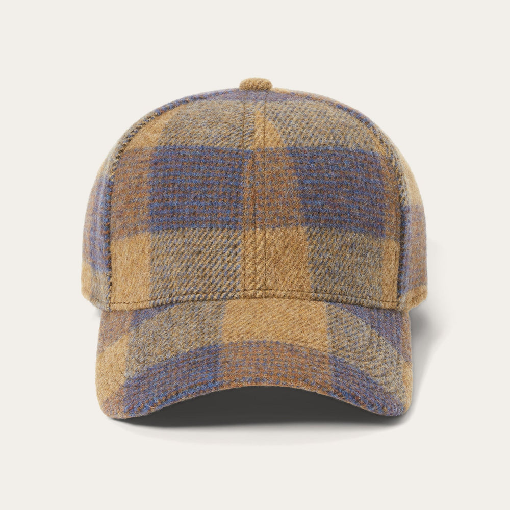 Wool Check Baseball Cap Cognac/Sand/Blue | Stetson