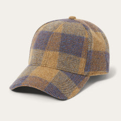 Wool Check Baseball Cap Cognac/Sand/Blue | Stetson