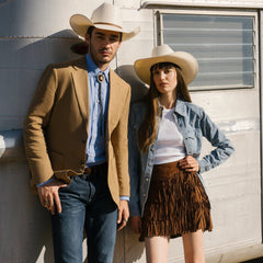 Lamb Suede Fringe Mini Skirt Brown | Stetson