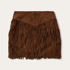 Lamb Suede Fringe Mini Skirt Brown | Stetson