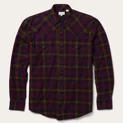 Black Wine Plaid Flannel Western Shirt Wine | Stetson