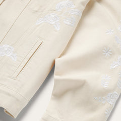 Embroidered Cream Denim Jacket White | Stetson