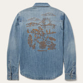 Embroidered Light Denim Shirt Blue | Stetson
