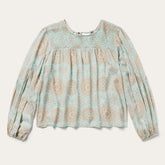 Mandala Print Peasant Blouse Blue | Stetson
