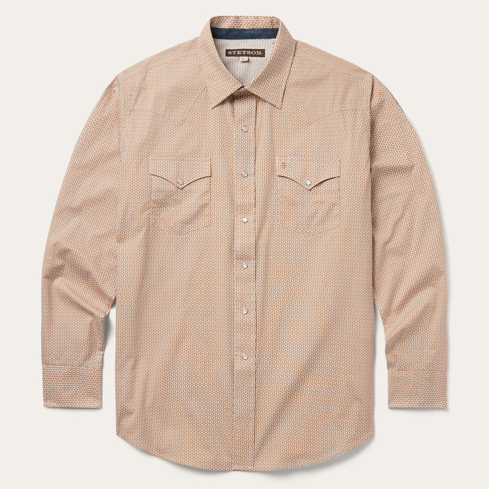 Diamond Print Western Shirt Orange | Stetson