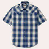 Blue Ombre Plaid Short Sleeve Western Shirt Blue | Stetson