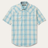 Ombre Plaid Short Sleeve Western Shirt Blue | Stetson
