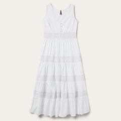 White Cotton Lawn Sleeveless Dress White | Stetson