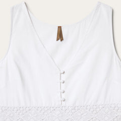 White Cotton Lawn Sleeveless Dress White | Stetson