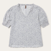 Stars Print Peasant Blouse White | Stetson