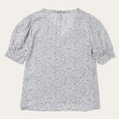Stars Print Peasant Blouse White | Stetson