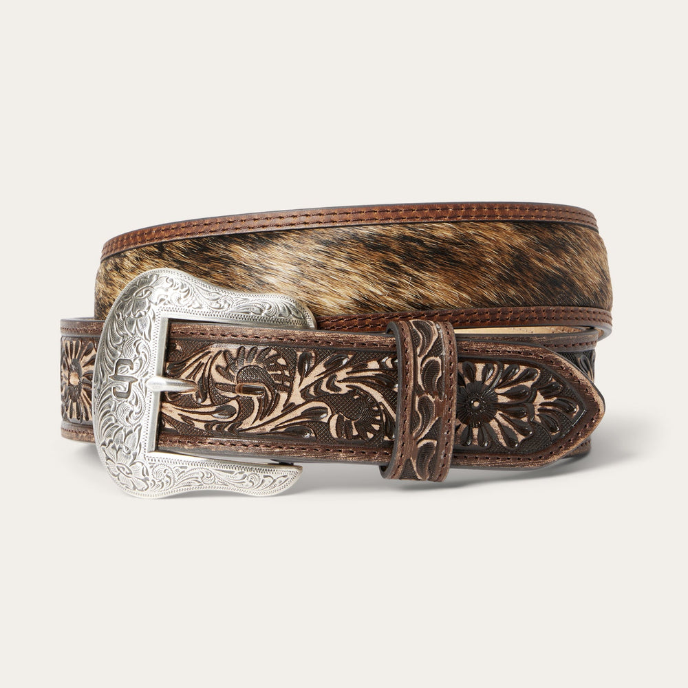 Hair-on-Hide Tooled Tab Belt Vintage/Brown | Stetson