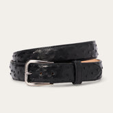 Ostrich Western Tab Belt - 1 1/4" Width Black Classic | Stetson