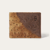 Tooled Embossed Ostrich Bi-Fold Wallet Brown / California Nut | Stetson