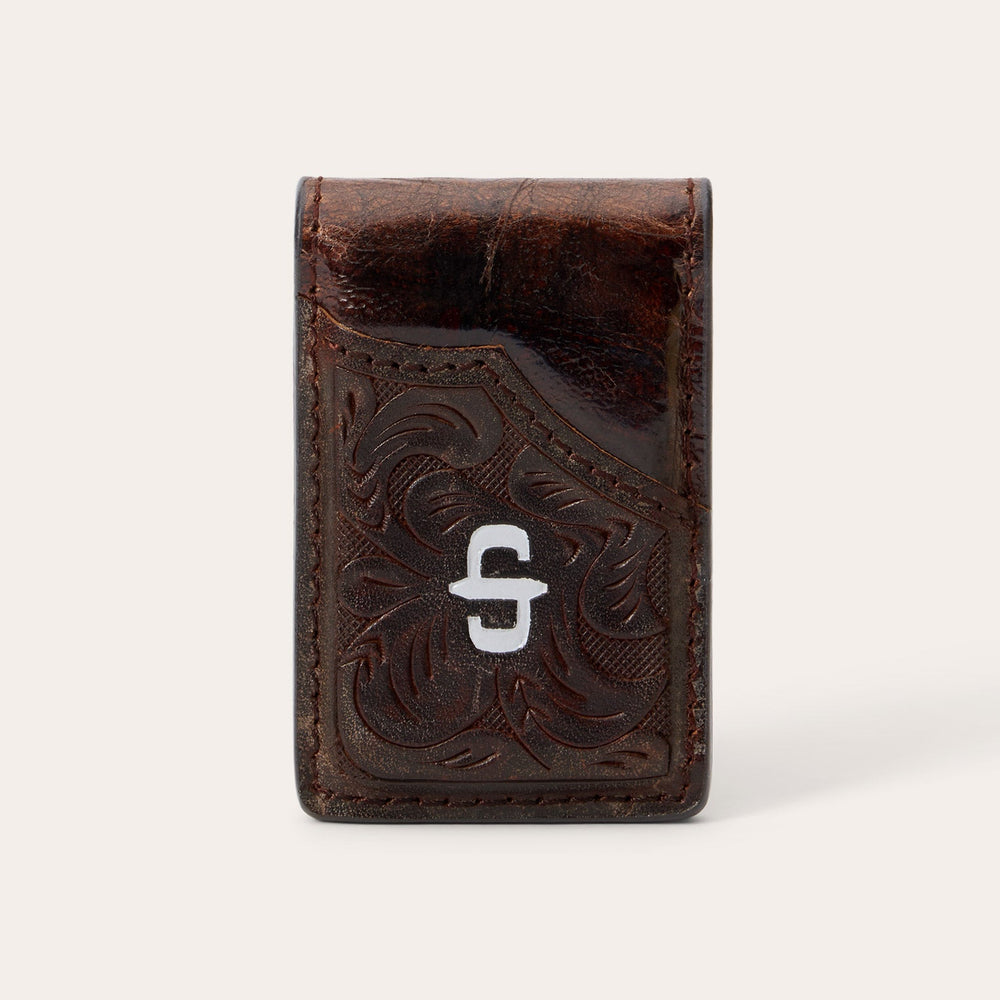 Tooled Embossed Croco Money Clip Brown | Stetson
