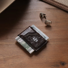 Tooled Embossed Croco Money Clip Brown | Stetson