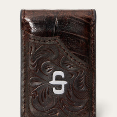 Tooled Embossed Croco Money Clip Brown | Stetson