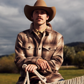 Wool Plaid Shirt Jacket Brown | Stetson