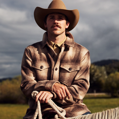 Wool Plaid Shirt Jacket Brown | Stetson