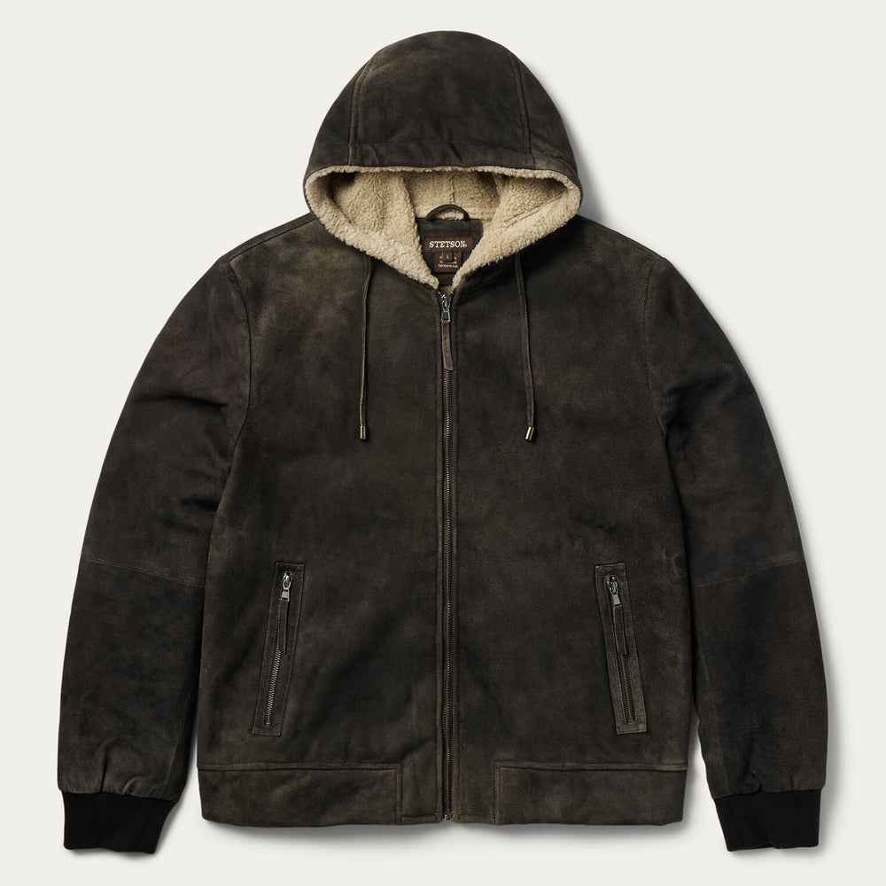 Suede Hooded Jacket Brown | Stetson