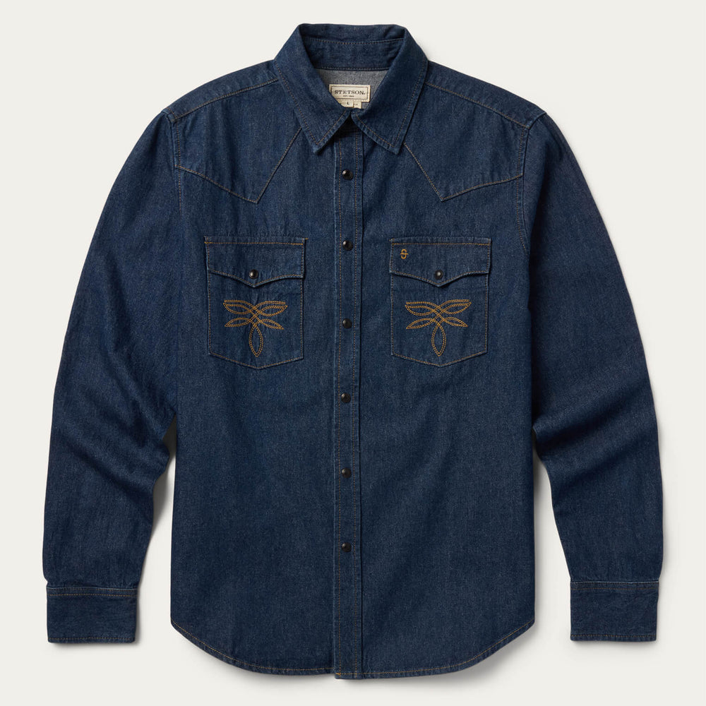 Boot Stitch Raw Denim Shirt Blue | Stetson
