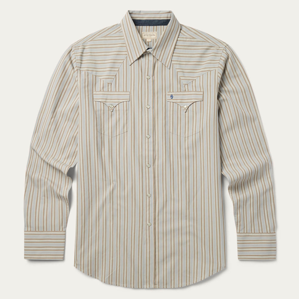 Ticking Stripe Western Shirt Brown | Stetson