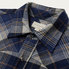 Brushed Flannel Western Shirt Blue | Stetson