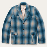Wool Plaid Western Blazer Navy | Stetson