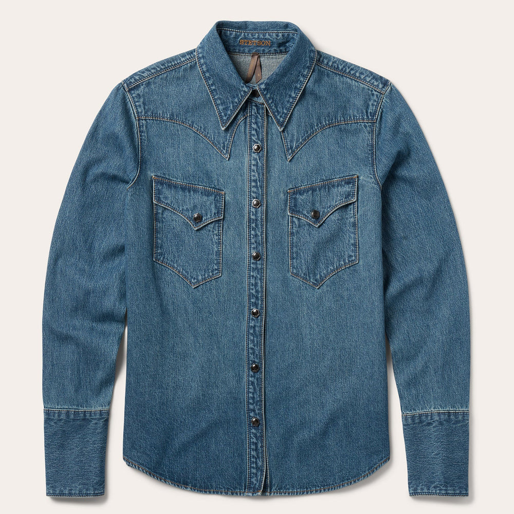 Chocolate Snap Western Denim Shirt Blue | Stetson
